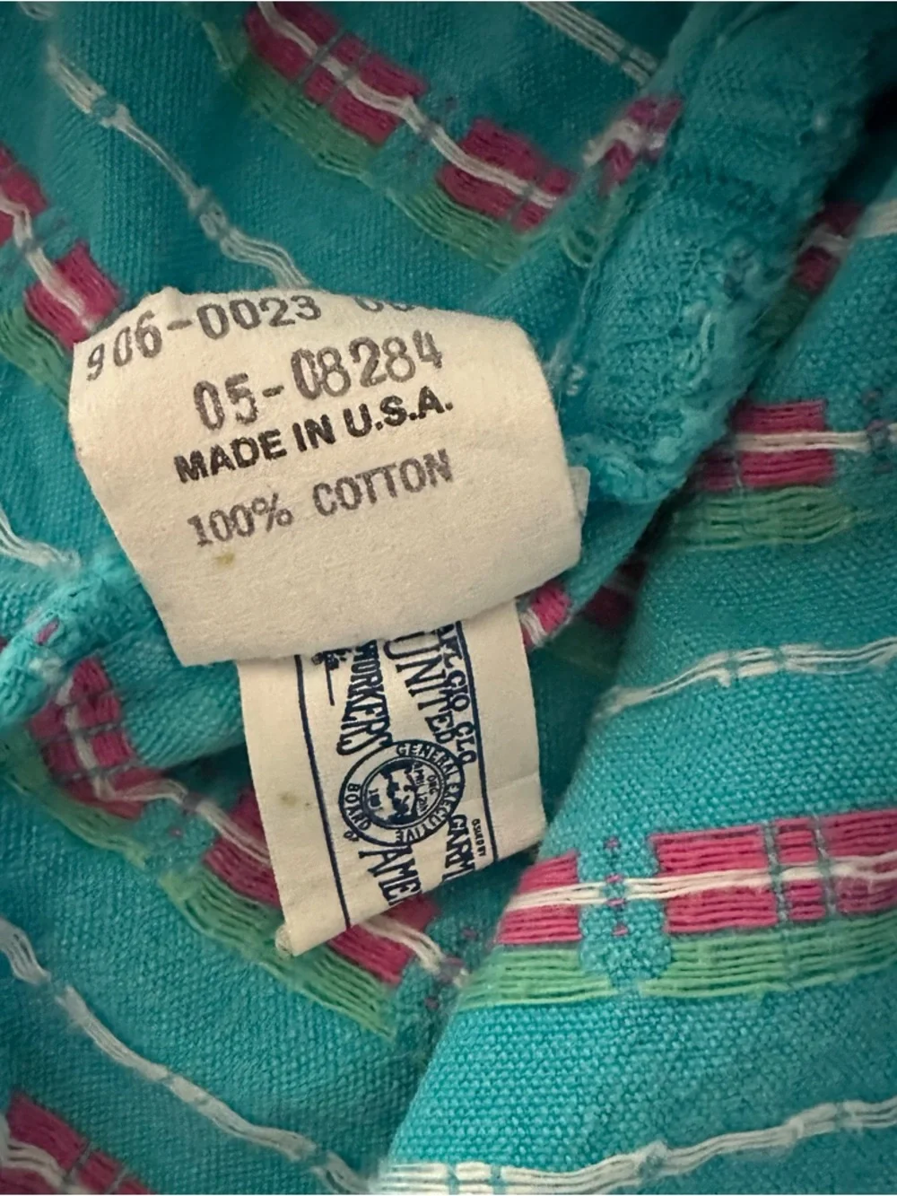 OshKosh B'gosh Vintage 24 Months Aqua Blue Pink Floral Jumper Dress USA